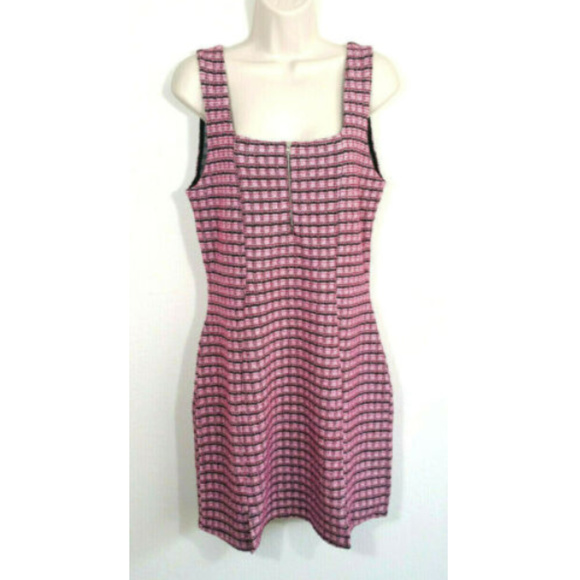 pink tweed pinafore dress